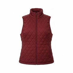 Lands’ End Quilted Sleeveless Vest - Deep Burgundy - Large - Marroon